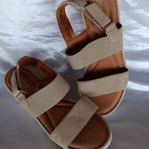 Born Patriotic Natural (beige) Suede Slingback Flatform Sandal Size 9 NEW